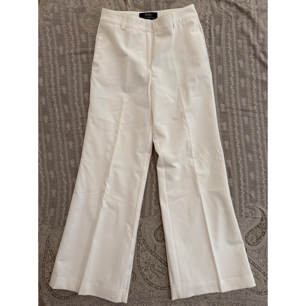 Body by Victoria The Bridget Fit Wide Leg Trousers Off White Size 4 Short